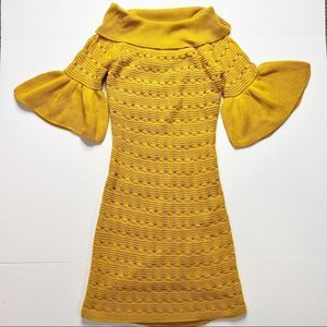 THE JETSET DIARIES : REVOLVE Yellow Bell Sleeve Sweater Dress Small